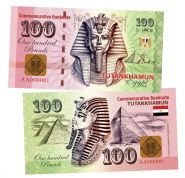 100 фунтов (pounds) — Тутанхамон . Египетский фараон XVIII династии Нового царства. Памятная банкнота. UNC Oz Msh Ям