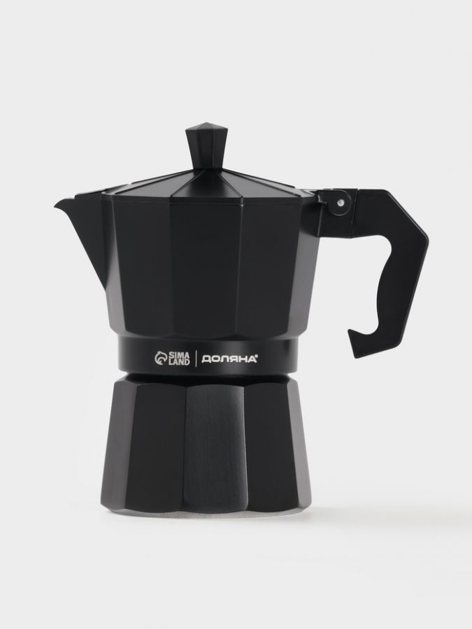 Кофеварка гейзерная Доляна Alum black, на 3 чашки, 150 мл, чёрная