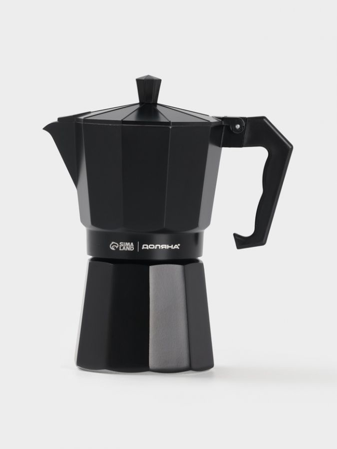 Кофеварка гейзерная Доляна Alum black, на 6 чашек, 300 мл, цвет чёрный