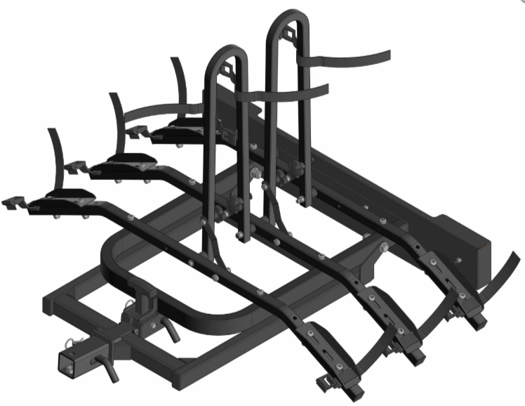 Велобагажник на фаркоп для перевозки 3-х велосипедов под квадрат