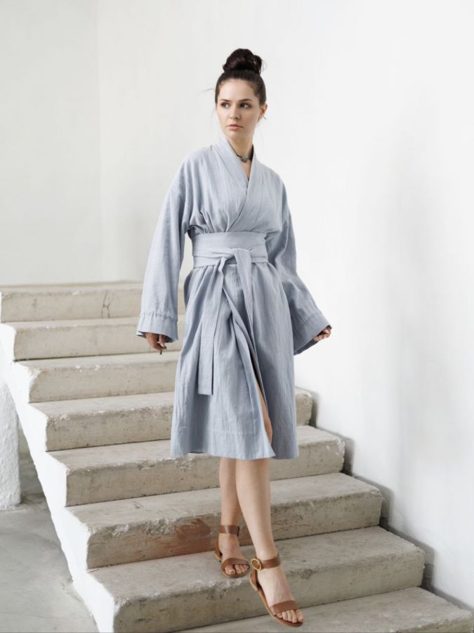 Кимоно из крапивы серо-голубое