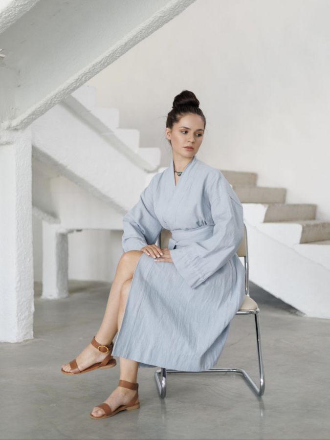 Кимоно из крапивы серо-голубое