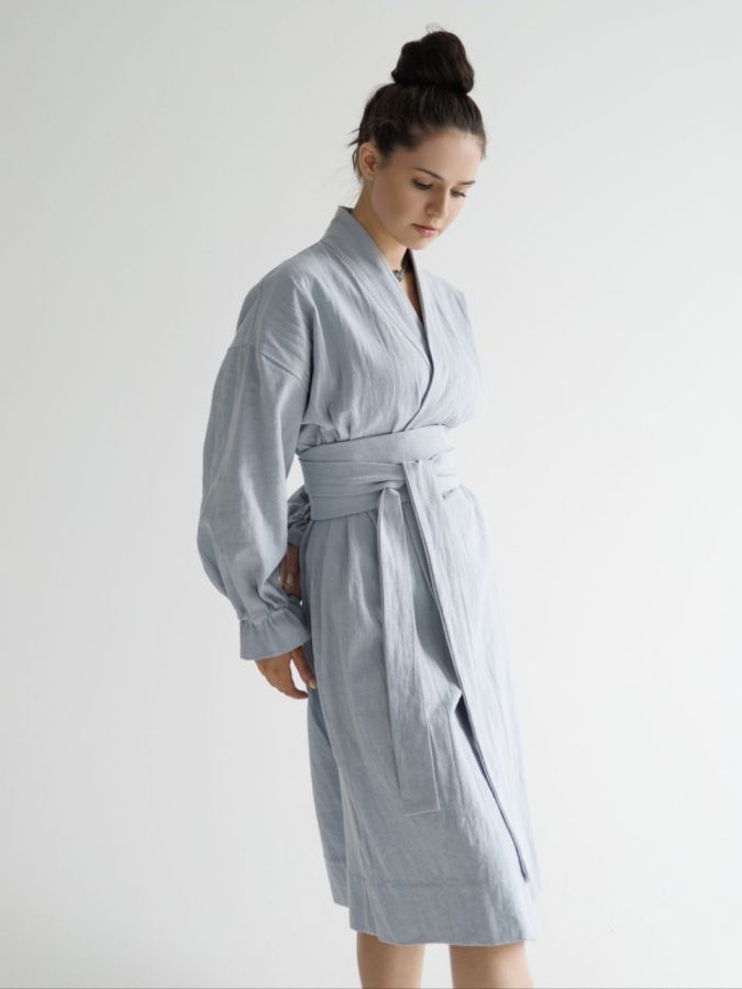 Кимоно из крапивы серо-голубое