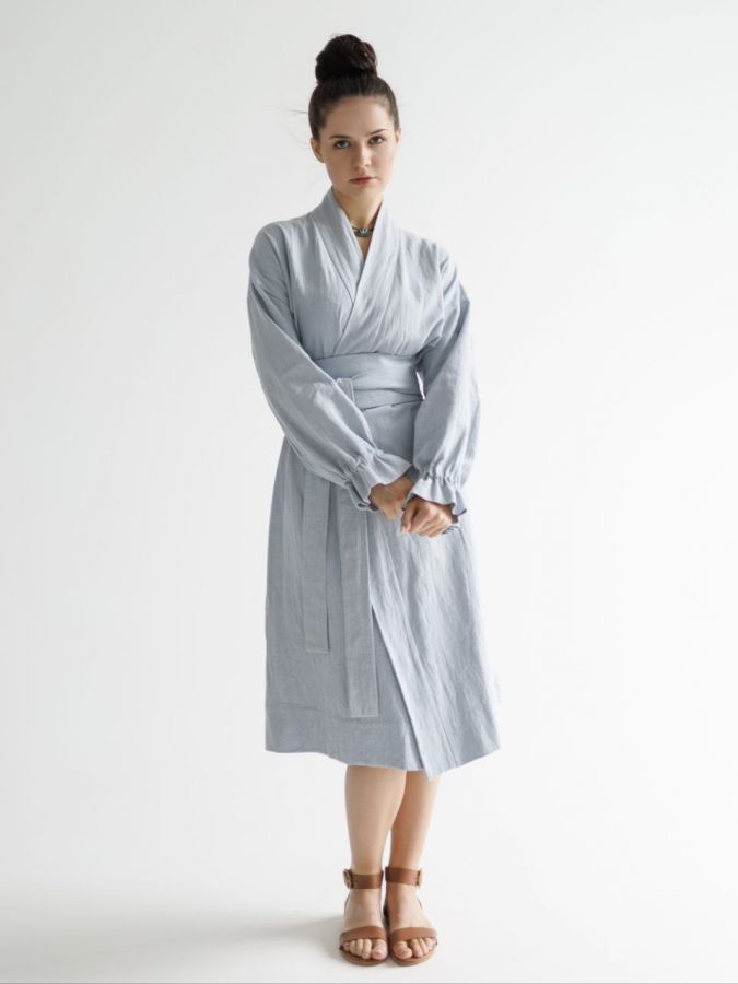 Кимоно из крапивы серо-голубое
