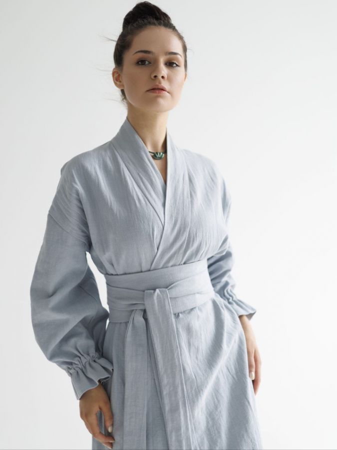 Кимоно из крапивы серо-голубое