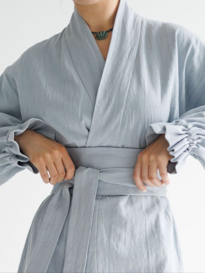Кимоно из крапивы серо-голубое
