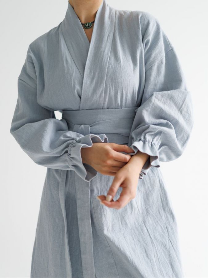 Кимоно из крапивы серо-голубое