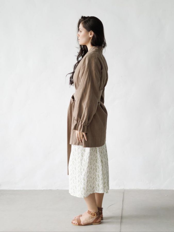 Жакет кимоно из крапивы мокко с регулируемыми рукавами