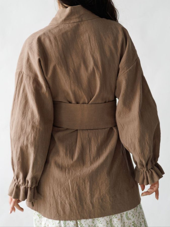 Жакет кимоно из крапивы мокко с регулируемыми рукавами