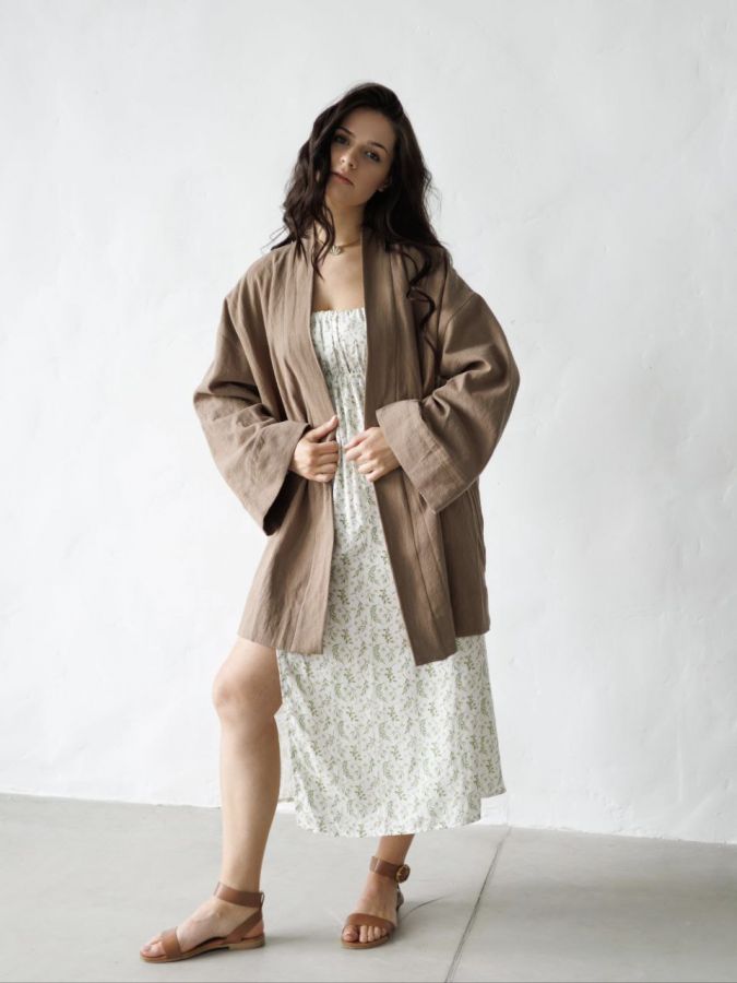 Жакет кимоно из крапивы мокко