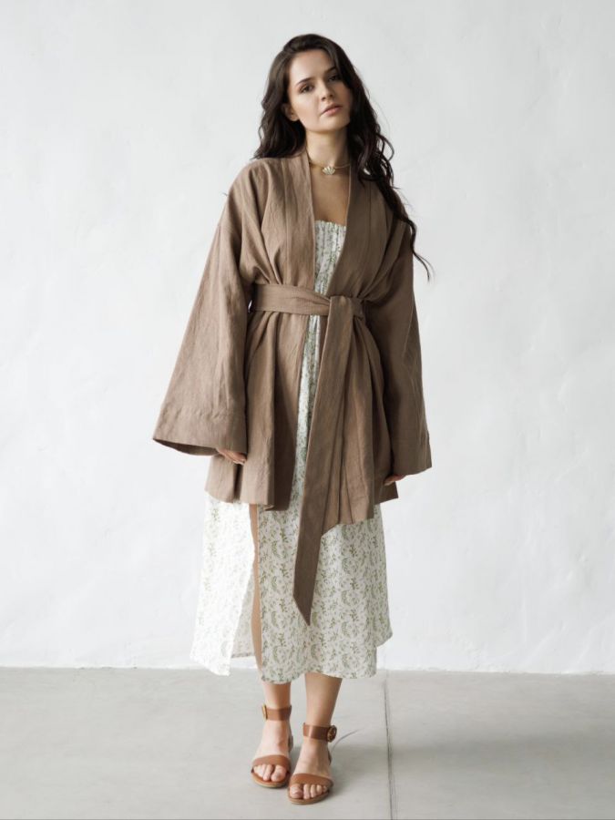 Жакет кимоно из крапивы мокко