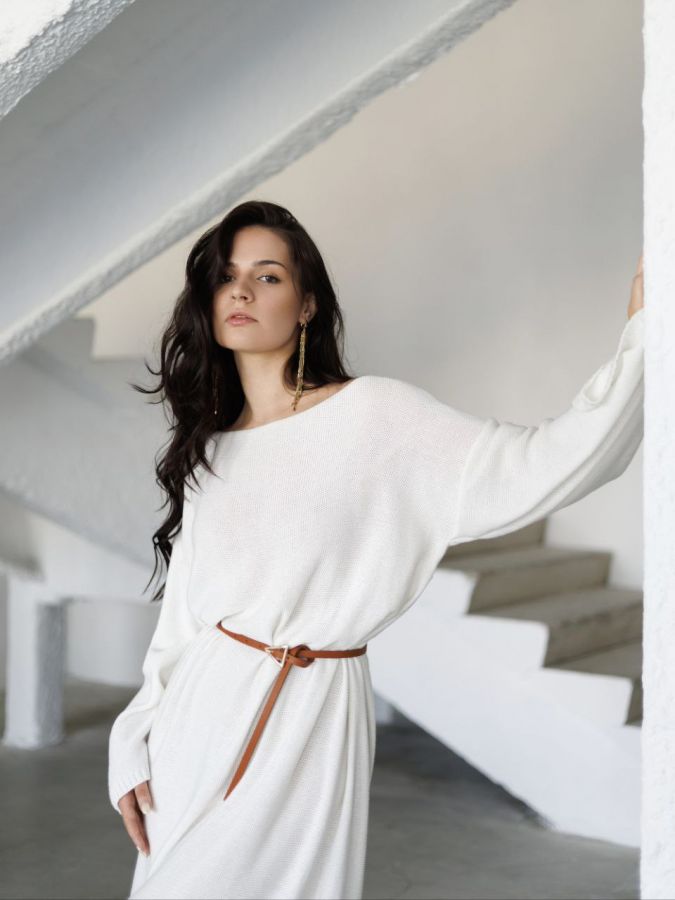 Платье Ondata вязаное молочное