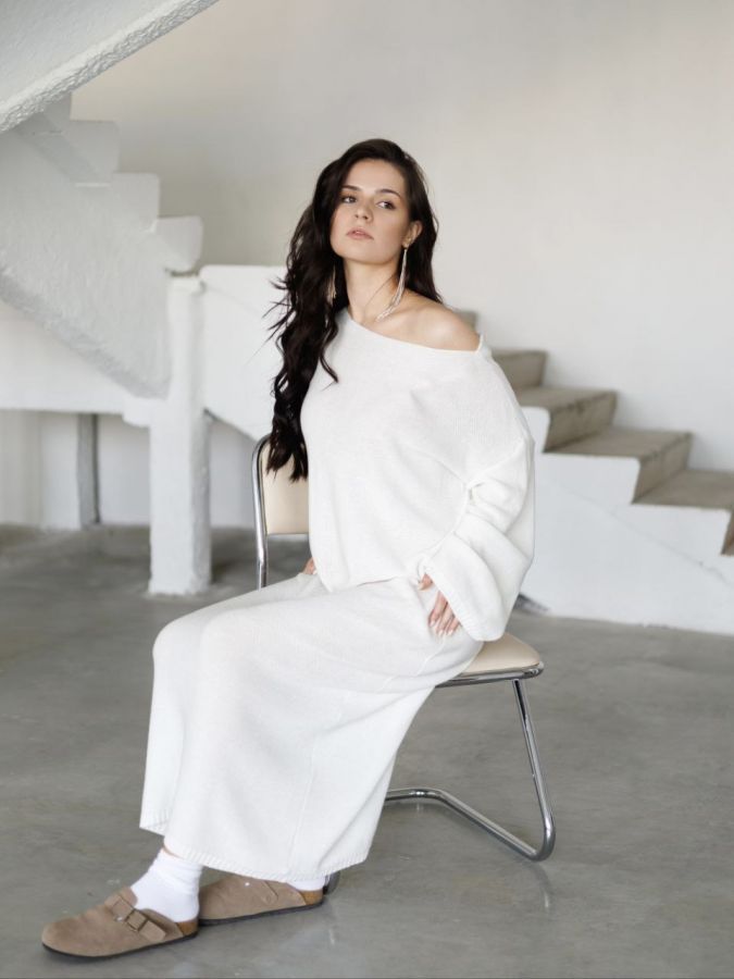 Платье Ondata вязаное молочное