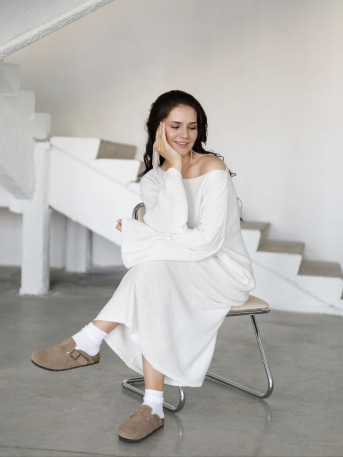 Платье Ondata вязаное молочное