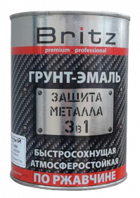 Грунт-Эмаль 3в1 Britz 2.2кг по Ржавчине, Быстросохнущий, Атмосферостойкий