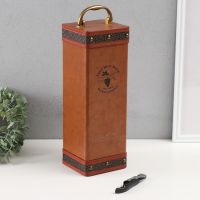 Шкатулка дерево, кожзам под бутылку "Виноделие" открывашка 34,5х11,5х12 см