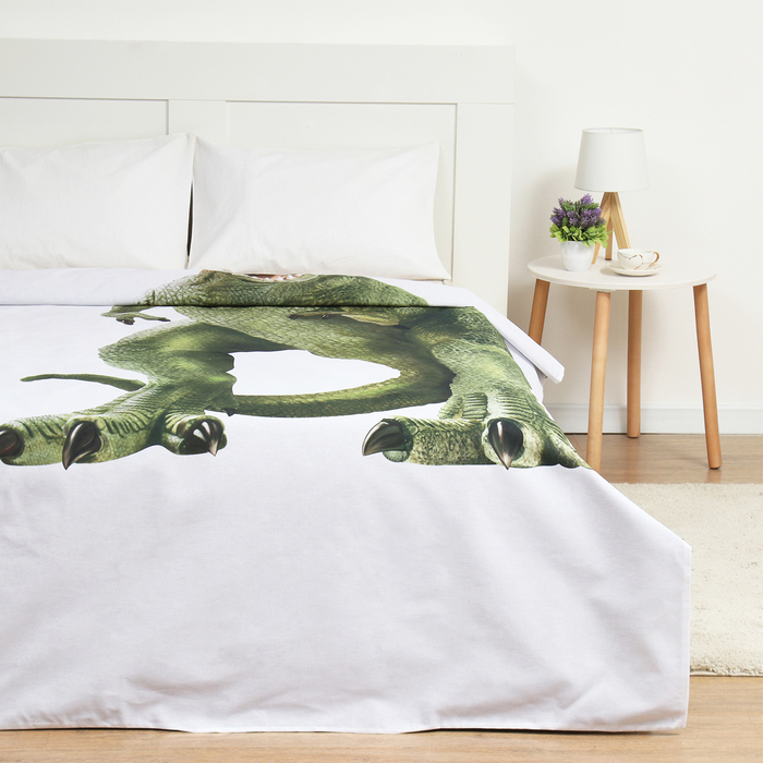 Пододеяльник "Этель"  1,5сп Green Dino 143х215 см, 100% хл, бязь
