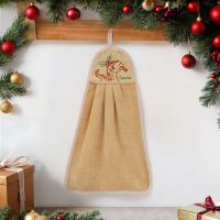 Кухонное полотенце новогоднее Доляна "Счастья" 24х38 см, 280г/м2 микрофибра,100%п/э