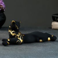 Фигура керамика «Кошка Багира лежачая», роспись, чёрная, 7?27?10 см