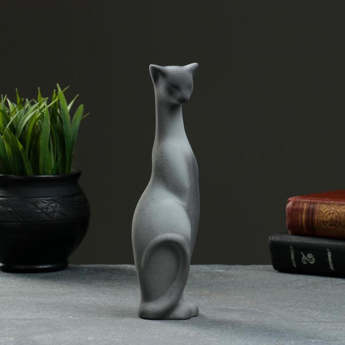 Фигурка керамика «Кошка Багира наклоненная», серо-чёрный, 4?5?20 см