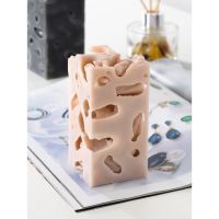 Свеча ароматическая декоративная "Ажурная", бежевый, 6х6х12 см, корица