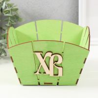 Корзина-шкатулка Пасхальная "ХВ" 19х19х12 см, салатовый