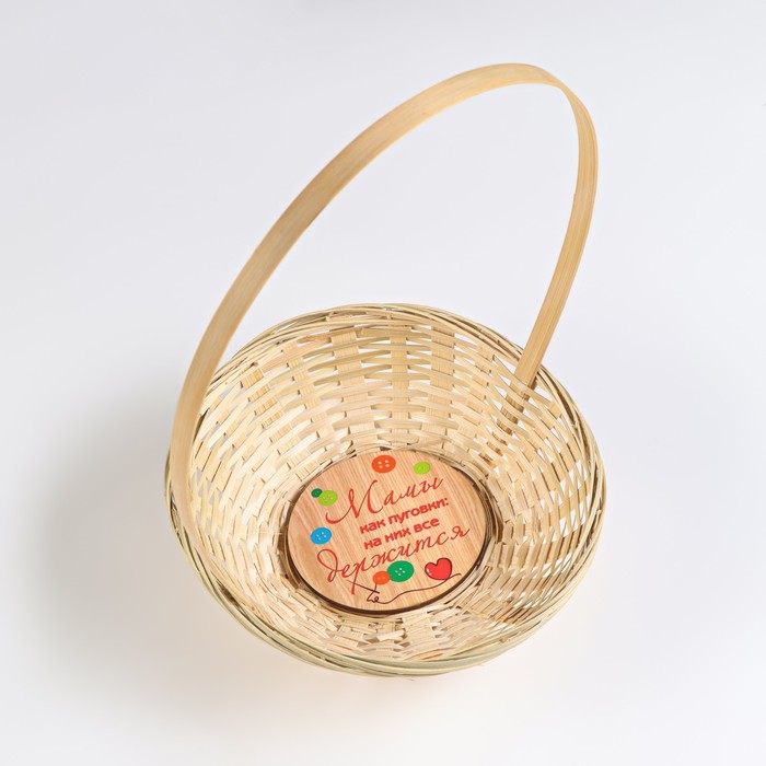 Корзина плетёная, бамбук, "Любимой маме", 19,5х5 см
