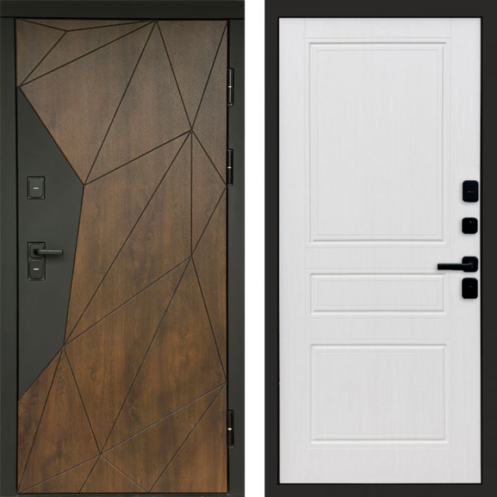 Входная дверь Termo-door Премиум винорит Геометрия Дуб с терморазрывом - Классика Белое дерево