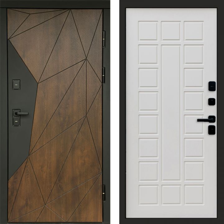 Входная дверь Termo-door Премиум винорит Геометрия Дуб с терморазрывом - Престиж Бежевый матовый