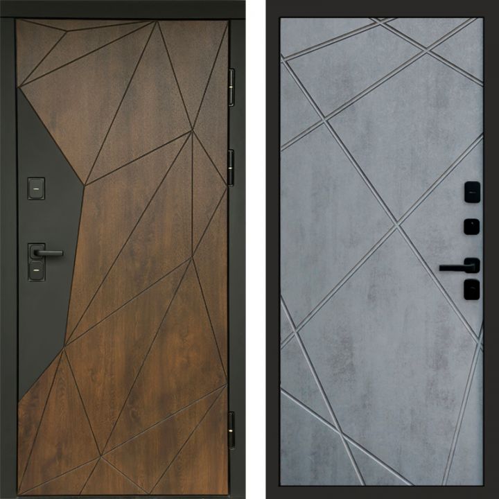 Входная дверь Termo-door Премиум винорит Геометрия Дуб с терморазрывом - Лучи Бетон темный