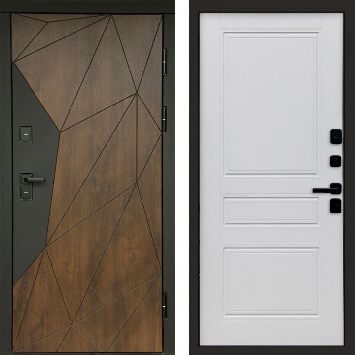 Входная дверь Termo-door Премиум винорит Геометрия Дуб с терморазрывом - Классик Белый софт