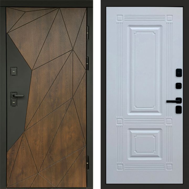 Входная дверь Termo-door Премиум винорит Геометрия Дуб с терморазрывом - Мадрид Белый софт