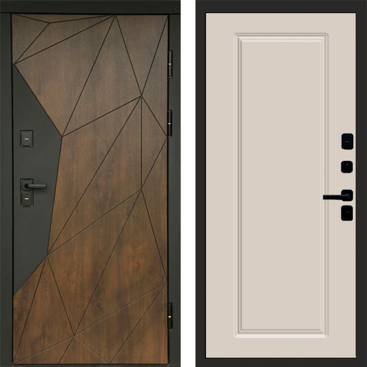 Входная дверь Termo-door Премиум винорит Геометрия Дуб с терморазрывом - Гранд Слоновая кость