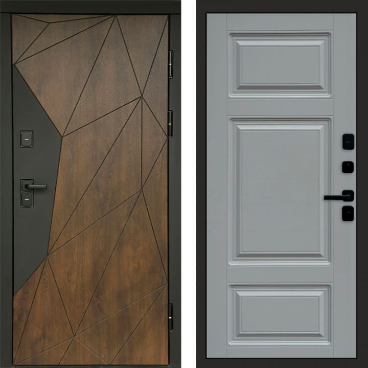 Входная дверь Termo-door Премиум винорит Геометрия Дуб с терморазрывом - Лион Грей софт