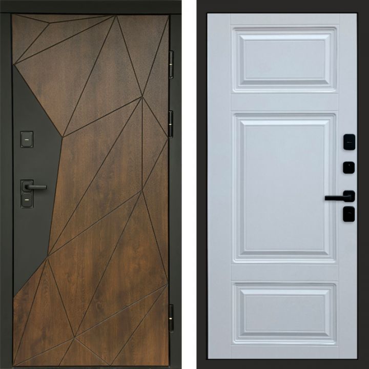 Входная дверь Termo-door Премиум винорит Геометрия Дуб с терморазрывом - Лион Белый софт