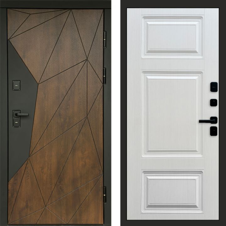 Входная дверь Termo-door Премиум винорит Геометрия Дуб с терморазрывом - Лион Лиственница