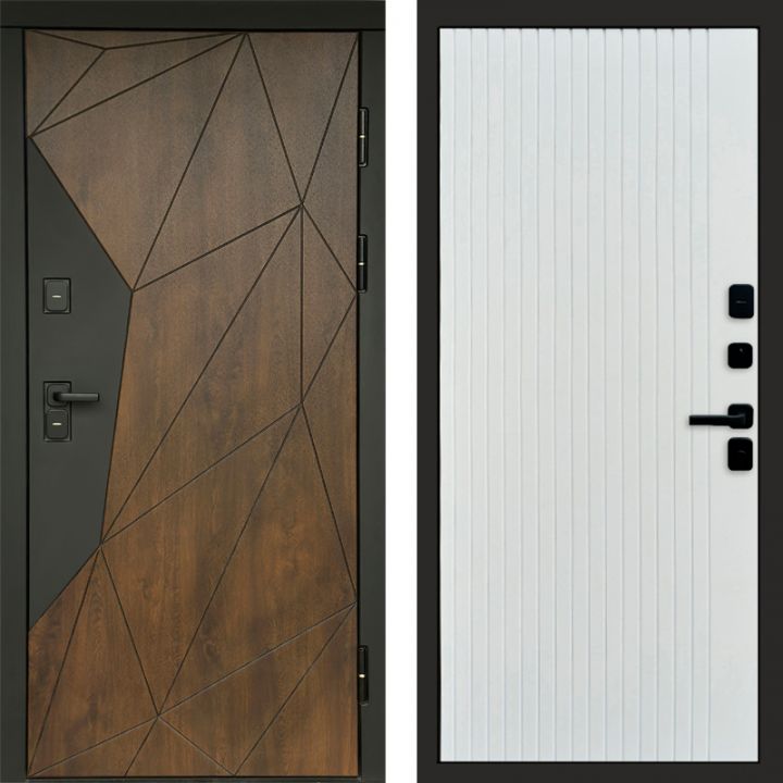 Входная дверь Termo-door Премиум винорит Геометрия Дуб с терморазрывом - FLAT Белый софт