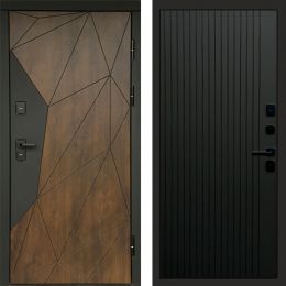 Входная дверь Termo-door Премиум винорит Геометрия Дуб с терморазрывом - FLAT Черный кварц