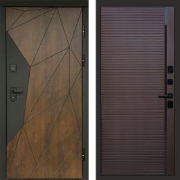 Входная дверь Termo-door Премиум винорит Геометрия Дуб с терморазрывом - Porte Шоколад