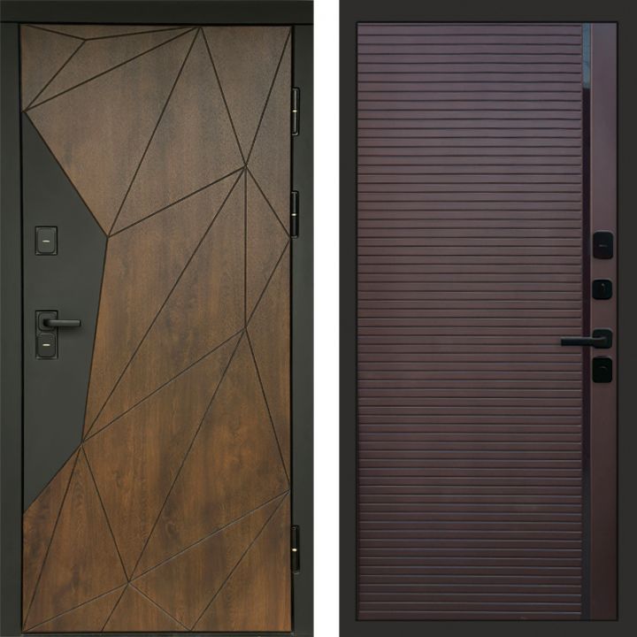 Входная дверь Termo-door Премиум винорит Геометрия Дуб с терморазрывом - Porte Шоколад
