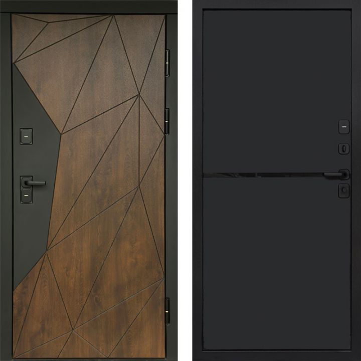 Входная дверь Termo-door Премиум винорит Геометрия Дуб с терморазрывом - Нео Black