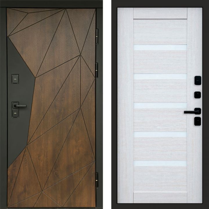 Входная дверь Termo-door Премиум винорит Геометрия Дуб с терморазрывом - Царга Лиственница