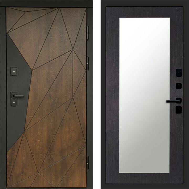Входная дверь Termo-door Премиум винорит Геометрия Дуб с терморазрывом - Зеркало триумф Венге