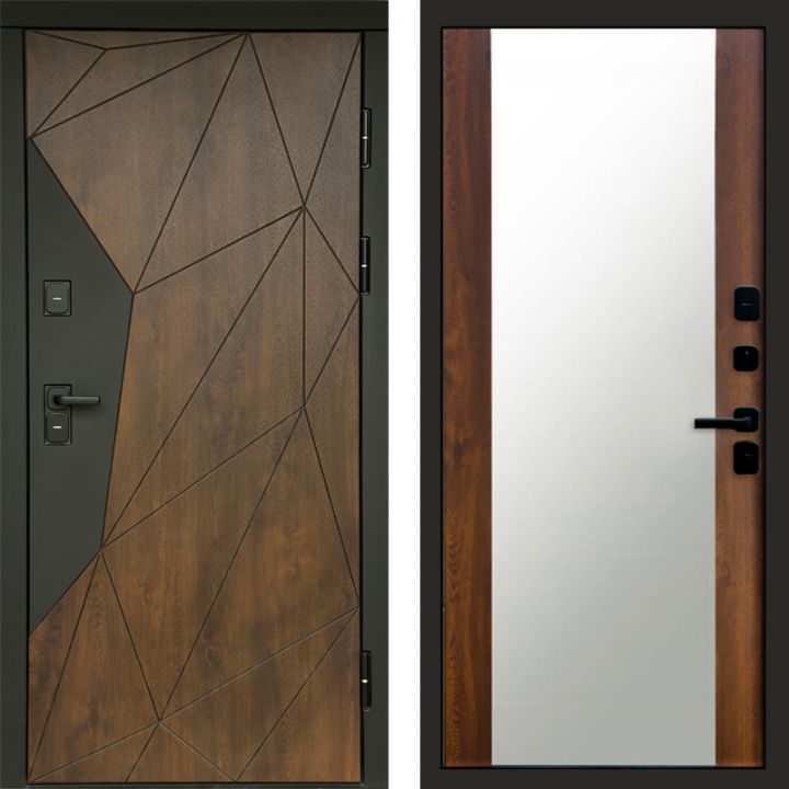 Входная дверь Termo-door Премиум винорит Геометрия Дуб с терморазрывом - Зеркало Дуб