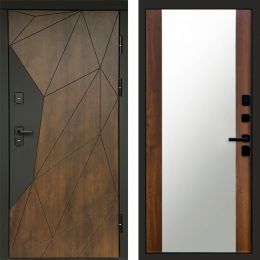 Входная дверь Termo-door Премиум винорит Геометрия Дуб с терморазрывом - Зеркало Дуб