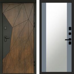 Входная дверь Termo-door Премиум винорит Геометрия Дуб с терморазрывом - Зеркало Грей софт