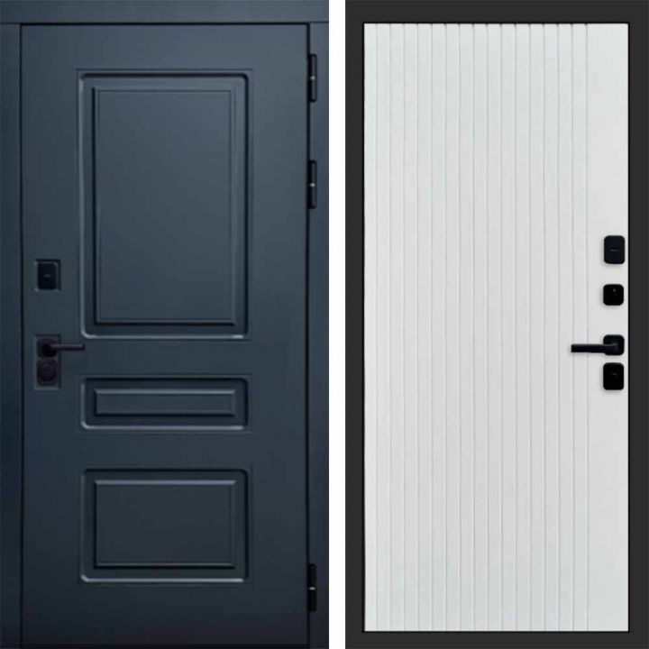 Входная дверь Termo-door Аляска Графит с терморазрывом - FLAT Белый софт