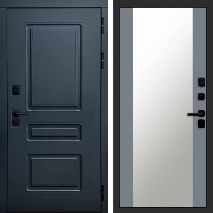 Входная дверь Termo-door Аляска Графит с терморазрывом - Зеркало Грей софт