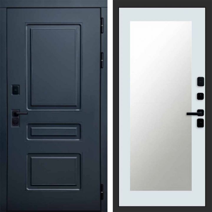 Входная дверь Termo-door Аляска Графит с терморазрывом - Зеркало триумф Белый софт