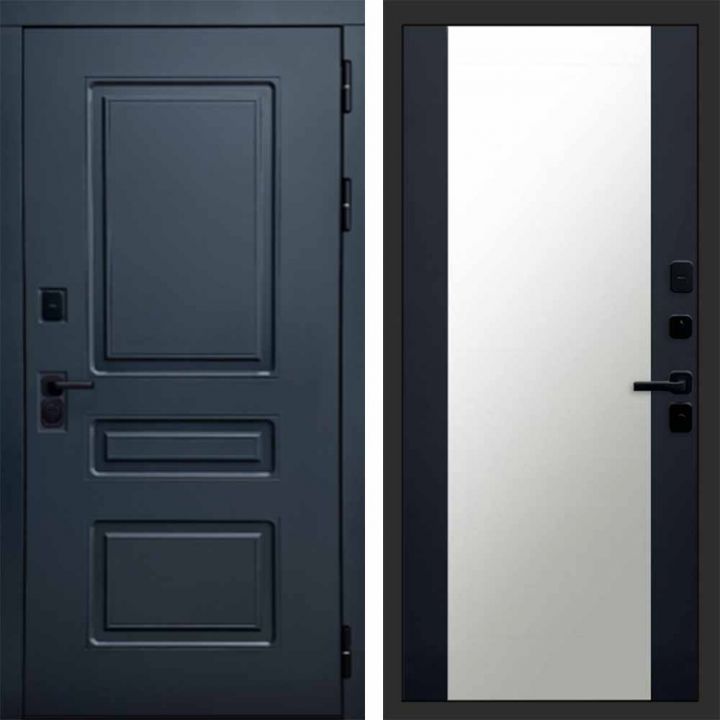 Входная дверь Termo-door Аляска Графит с терморазрывом - Зеркало Черный кварц+тонировка